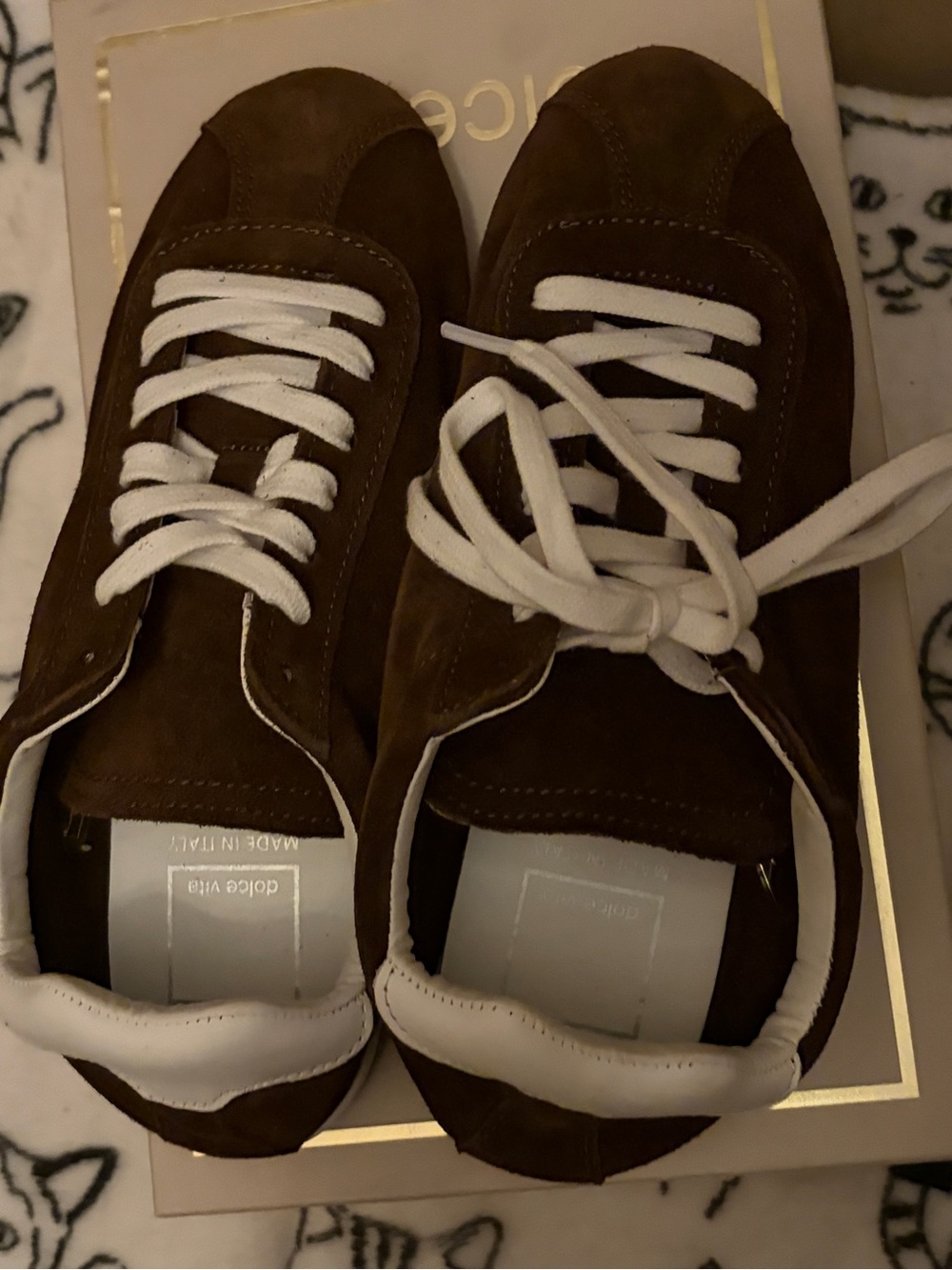 Dolce Vita Brown Suede Sneakers with White Accents